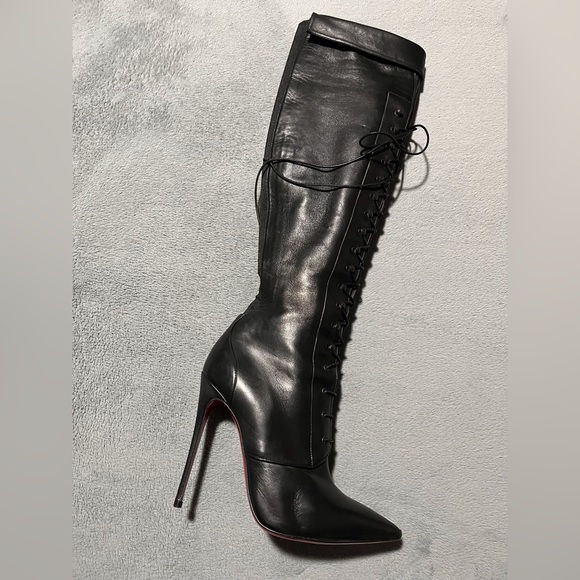 Christian Louboutin Lace up red bottom heel boots - Picture 7 of 12